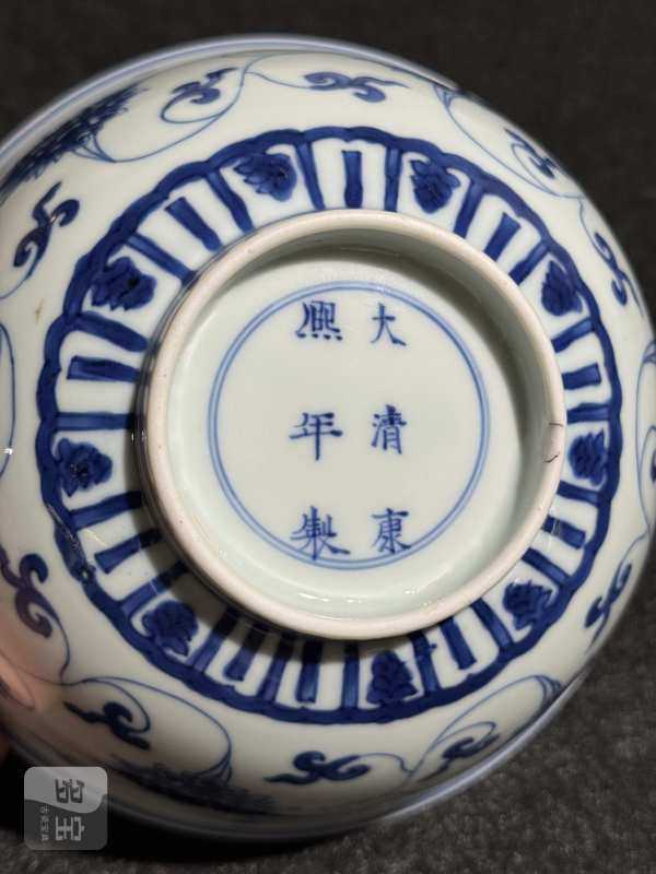 清康熙 青花缠枝莲纹碗 - 图9